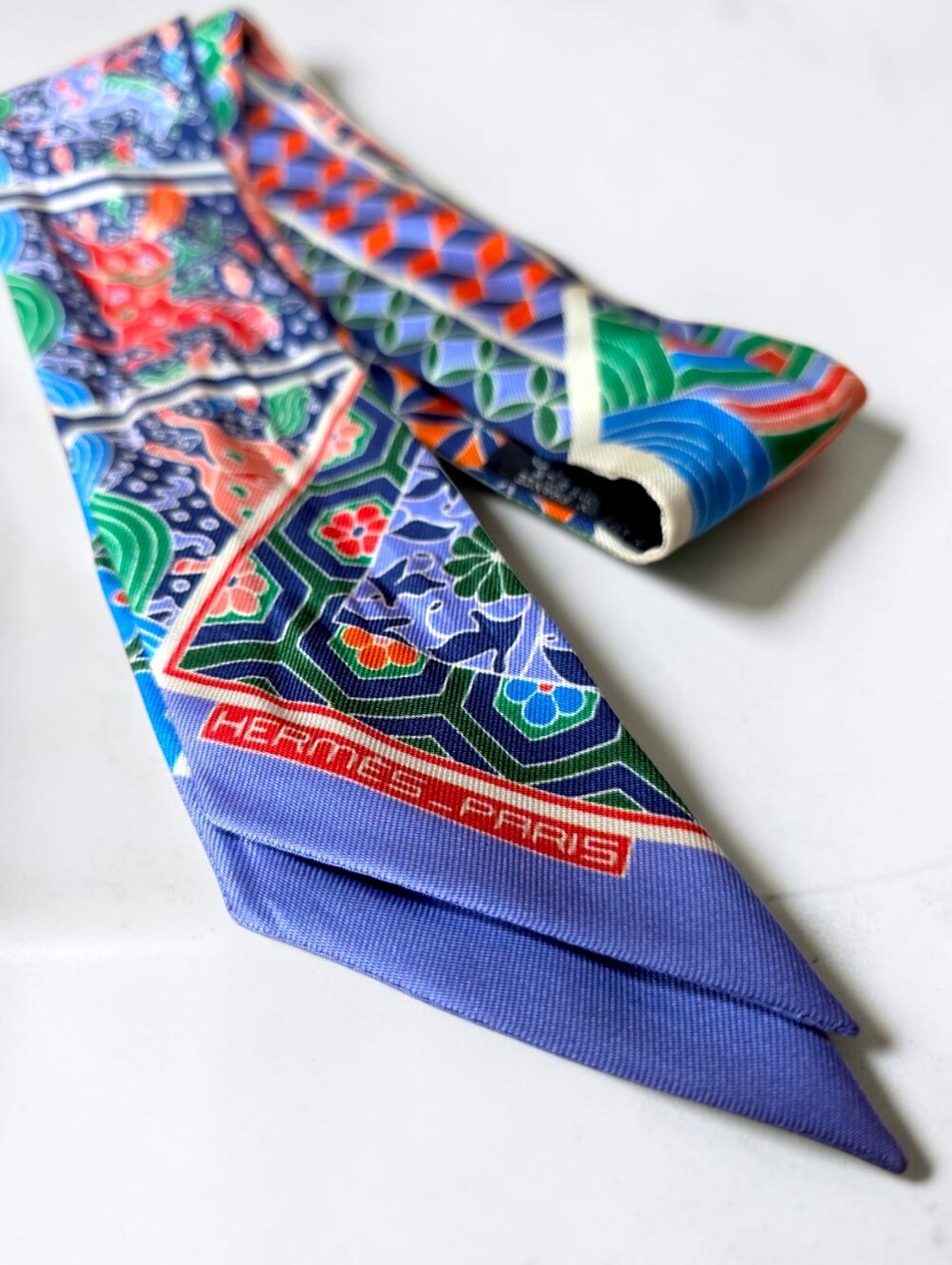Hermes Silk Twilly Multicolor Printed Scarf Animal Print